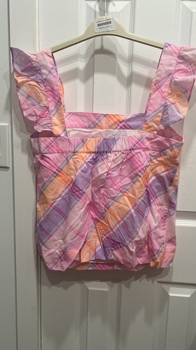 LILLY PULITZER Reyna Top Pink Isle Madras Plaid Sleeveless Blouse Size Med NWT - Picture 4 of 5