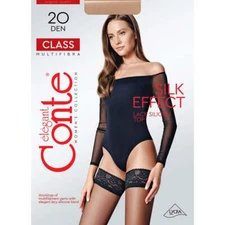 Conte Stockings Class 20 Den - Stay Ups with Lace Silicone Top