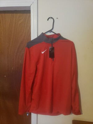 Nike Fan Fave 1/4 Zip Dri-FIT Shirt Mens M Red Grey DH3410-657.