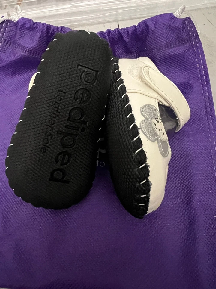 Zapatos de bebé niña Pediped Abigail blancos plateados talla EE. UU. 0-6 meses Xsmall Foto 4 de 4