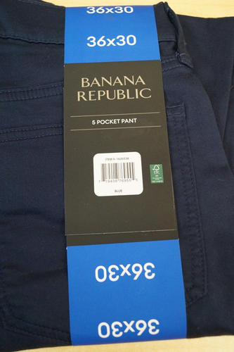 Banana Republic Chino Pant Blue Straight Slim Fit 5 Pocket Stretch Cotton 36 x30 - Picture 3 of 4