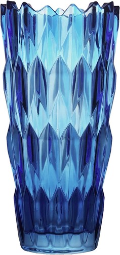 Torre & Tagus Andrea Handmade Glass Vase - 11 Inch Tall Blue Swirl Vase, Mouth-Blown Coastal Decor For Living Room, Entryway, Or Bedroom