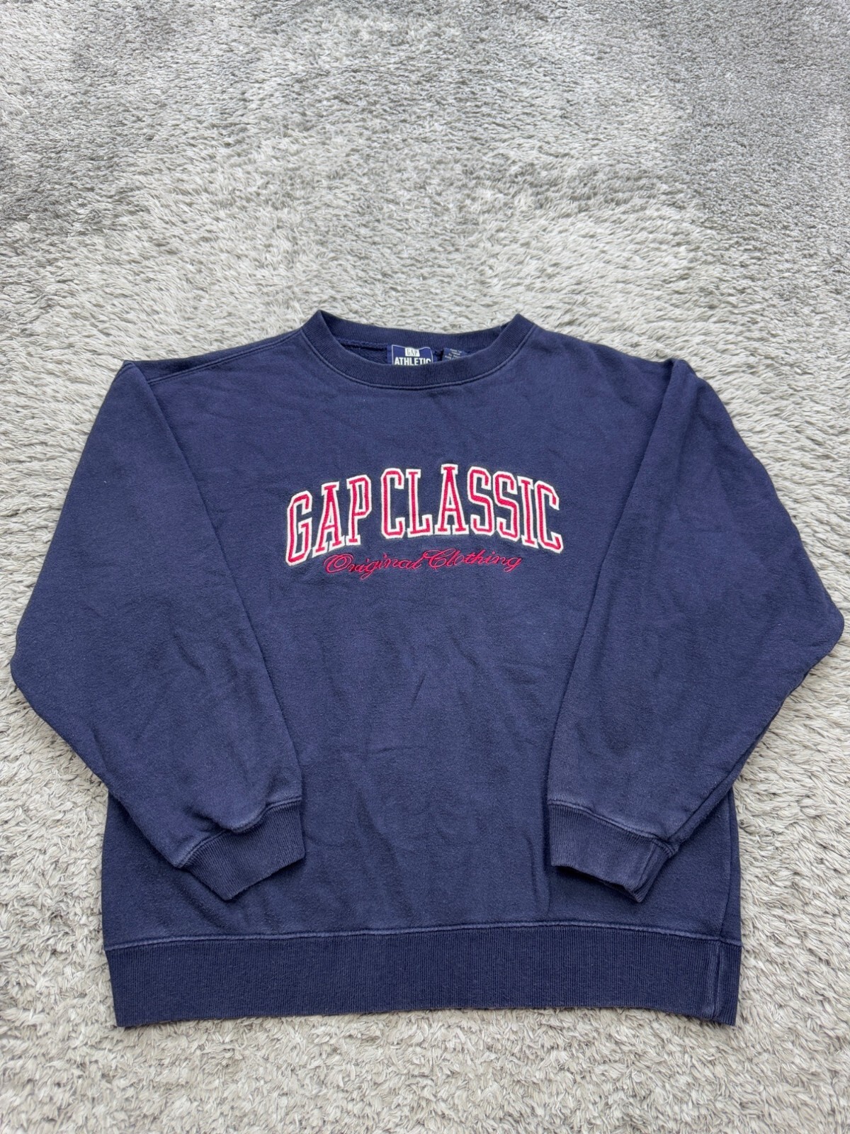 Vintage Gap Navy Blue Spell Out Fleece Sweatshirt XXL Athletic Classic