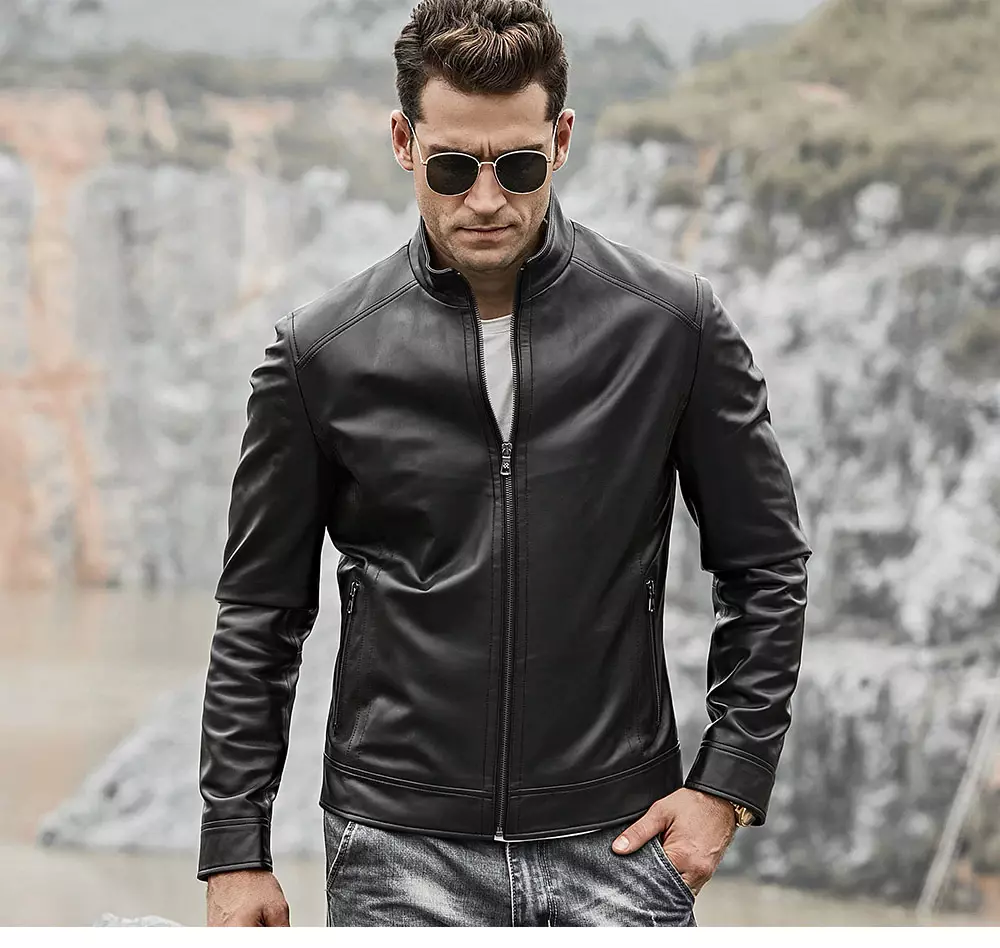 Buy lambskin leather biker jacket