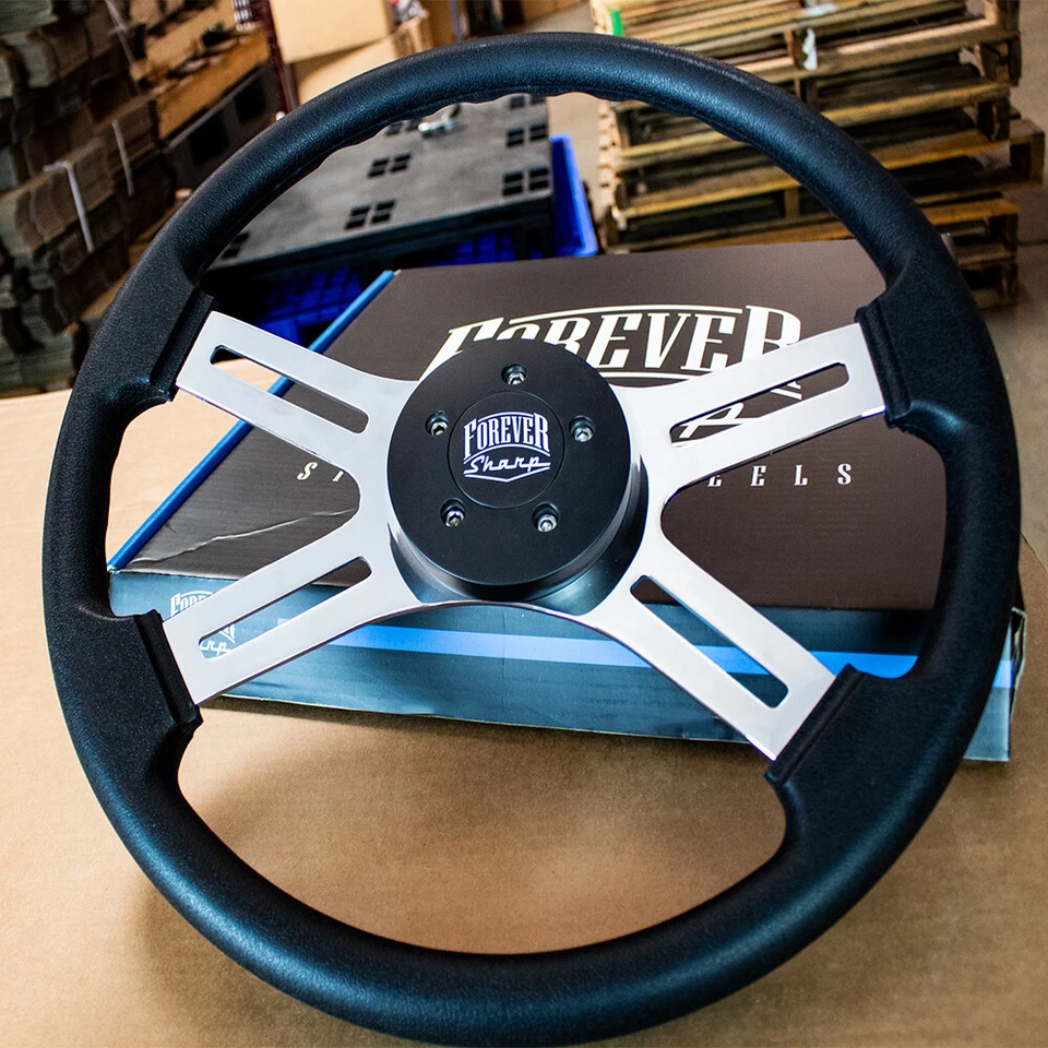 Volante de poliuretano negro de 18" con bocina Blackt para Freightliner 96-06 Foto 4 de 4