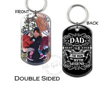 Personalized Fathers Day Keychain Dad Man Myth Legend Custom Photo Dog Tag Charm