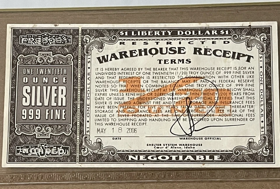 1/20 Oz Silver Liberty Currency Coeur D Alene , Idaho 2006 RARE - Image 3 of 4