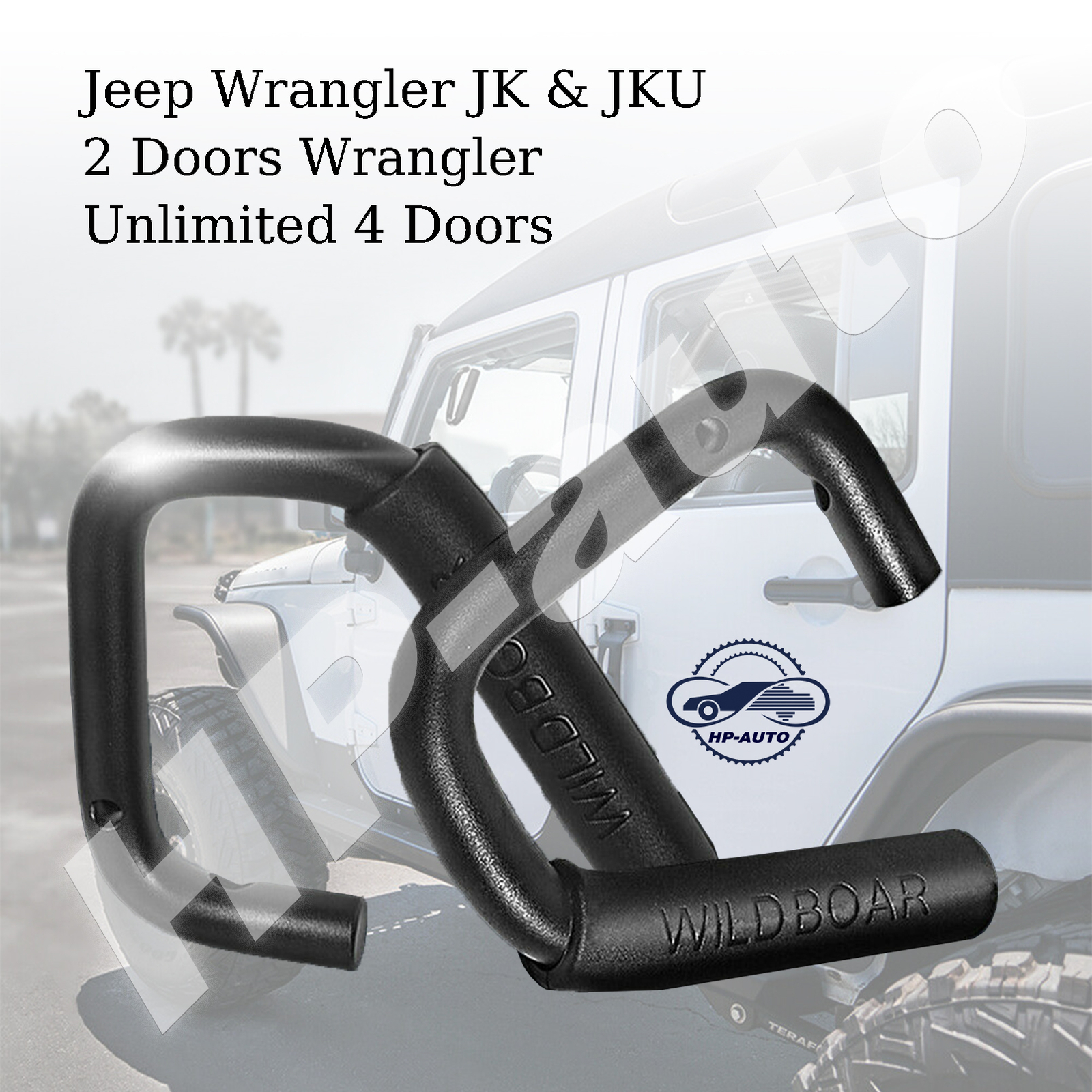 Front Wild Boar Grab Handles For 2007 2018 Jeep Wrangler JK JKU 2