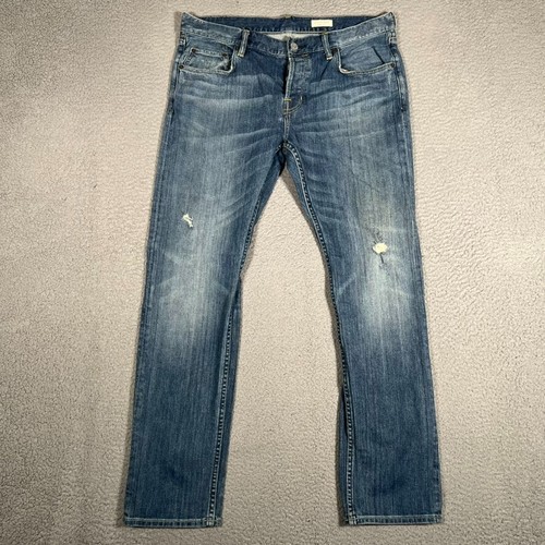 AllSaints Jeans Mens 36x32 Blue Reed Straight Fit Distressed Denim Casual Pocket