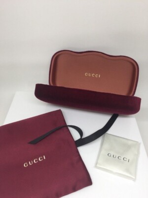 New MEDIUM Red Case Gucci Case Hard Shell Eyeglasses & Sunglasses Velvet Case