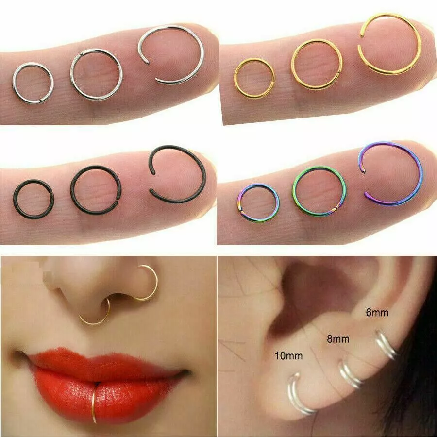 Nose Piercing Fake Septum Nose Ring Piercing Clip On Body Jewelry Faux Hoop  Ring | eBay | ShopLook