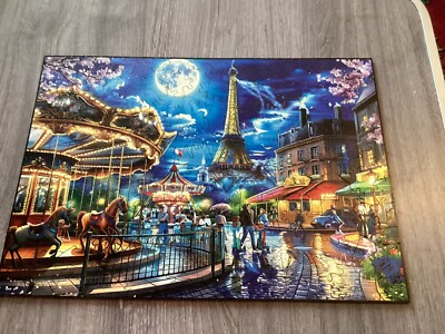 Jahrmarkt Fahrten Mond Eiffelturm Puzzle 10 x 14 Zoll 4 mm HOLZ einzigartig sehr guter Zustand