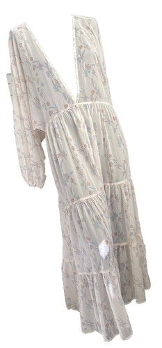 Anthropologie Kimono Duster Women Pink Sheer Floral Tiered Fairy Cottage NWT O/S - Picture 5 of 22