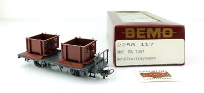 PD293 - BEMO H0m 2258 117 - BEHÄLTERTRAGWAGEN RhB Kk 7347