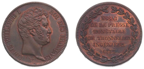 FRANCE , ESSAI 5 FRANCS 1833 MAZ - 1153  NGC MS 64 BN (SL) , RARE