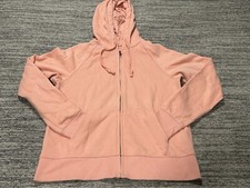 Uniqlo Hoodie Womens Medium Pink Zip Up Hooded Sweatshirt Cotton Causal Training