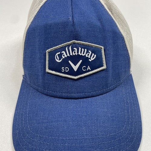 Callaway Trucker Hat Cap Men’s Blue White Mesh Snapback Golf Wool Blend Golfer - Picture 3 of 9