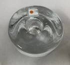 Vtg Modern Eames Era Handmade Blenko Round Clear Art Glass Candle Holder (A6)
