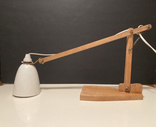 Vintage 60s Mac Lamp Anglepoise Machinist Wooden Working Conran Era For Resto