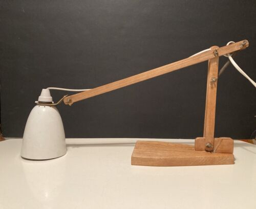 Vintage 60s Mac Lamp Anglepoise Machinist Wooden Working Conran Era For Resto - Foto 1 di 23