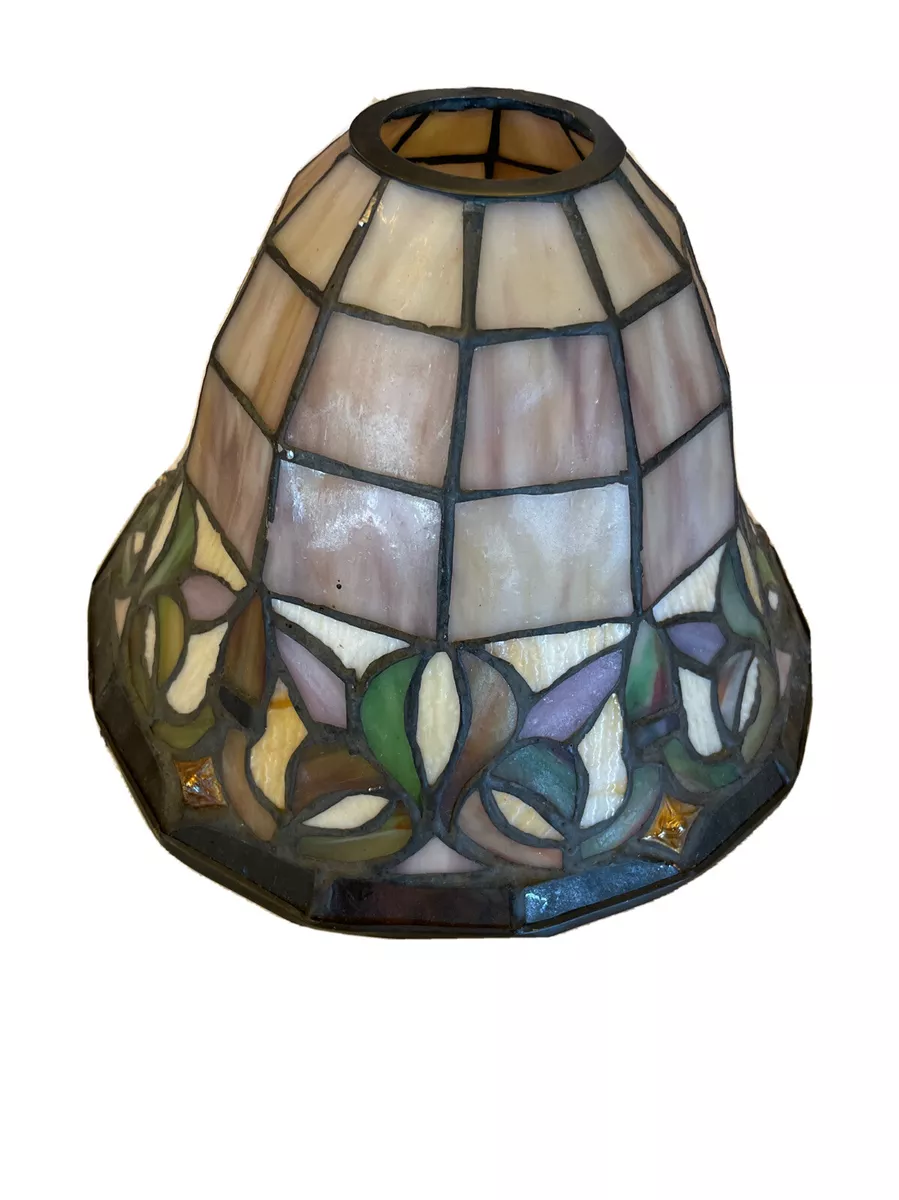 Vintage Tiffany Style Stained Glass Lamp Bell Turtleback Shade 8.5