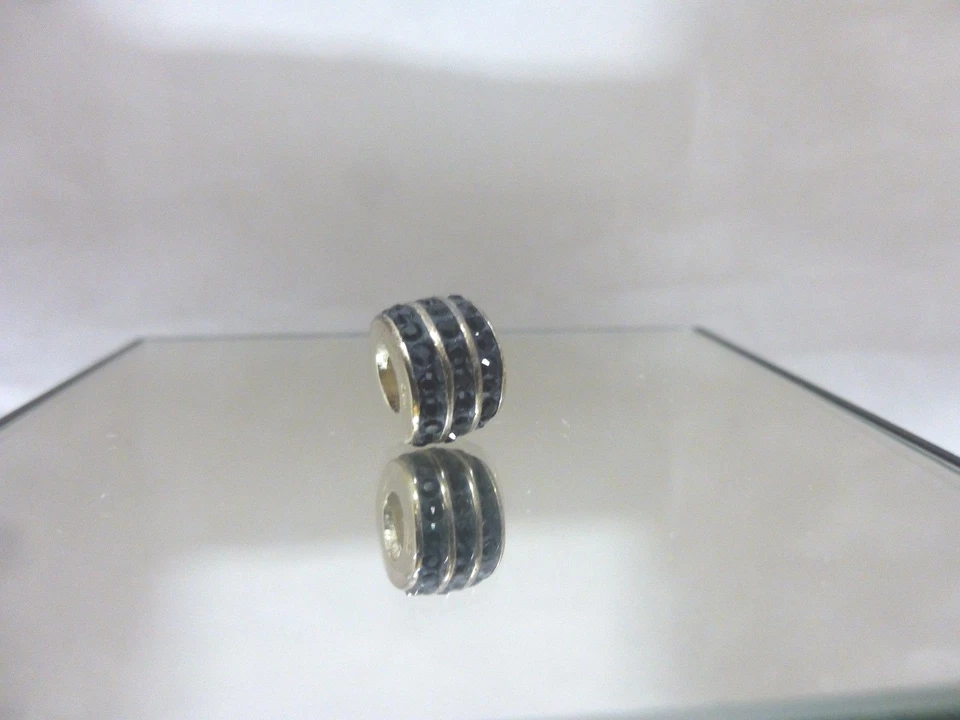 Cuentas de plata esterlina SilveRado Triple Bling circonita cúbica negra BM007-0 Foto 3 de 4