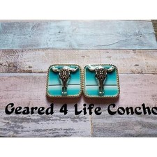 Blue serape steerhead concho, leather replacment concho, screwback conchos