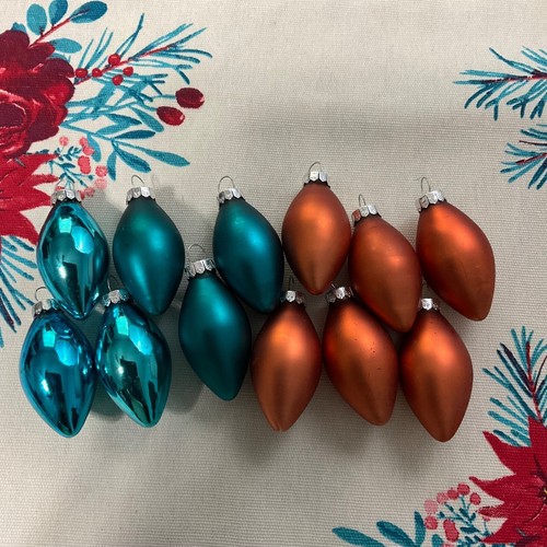 Rauch Vintage Vetro Mercurio Blu Arancione Retrò Goccia Decorazione Natalizia Set di 12