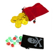 Piraten Beutel mit Edelsteinen & Gold - Schat...