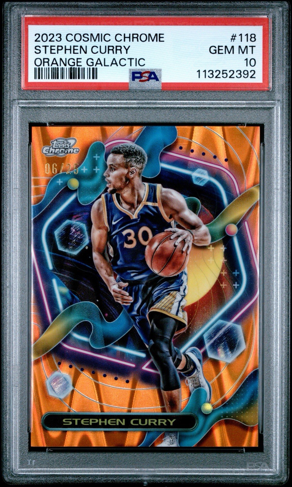 2023-24 Topps Cosmic Chrome Stephen Curry Orange Galactic /25 PSA 10