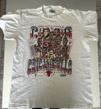 VTG 1991 Chicago Bulls Championship Shirt L Salem Caricature Single Stitch MJ