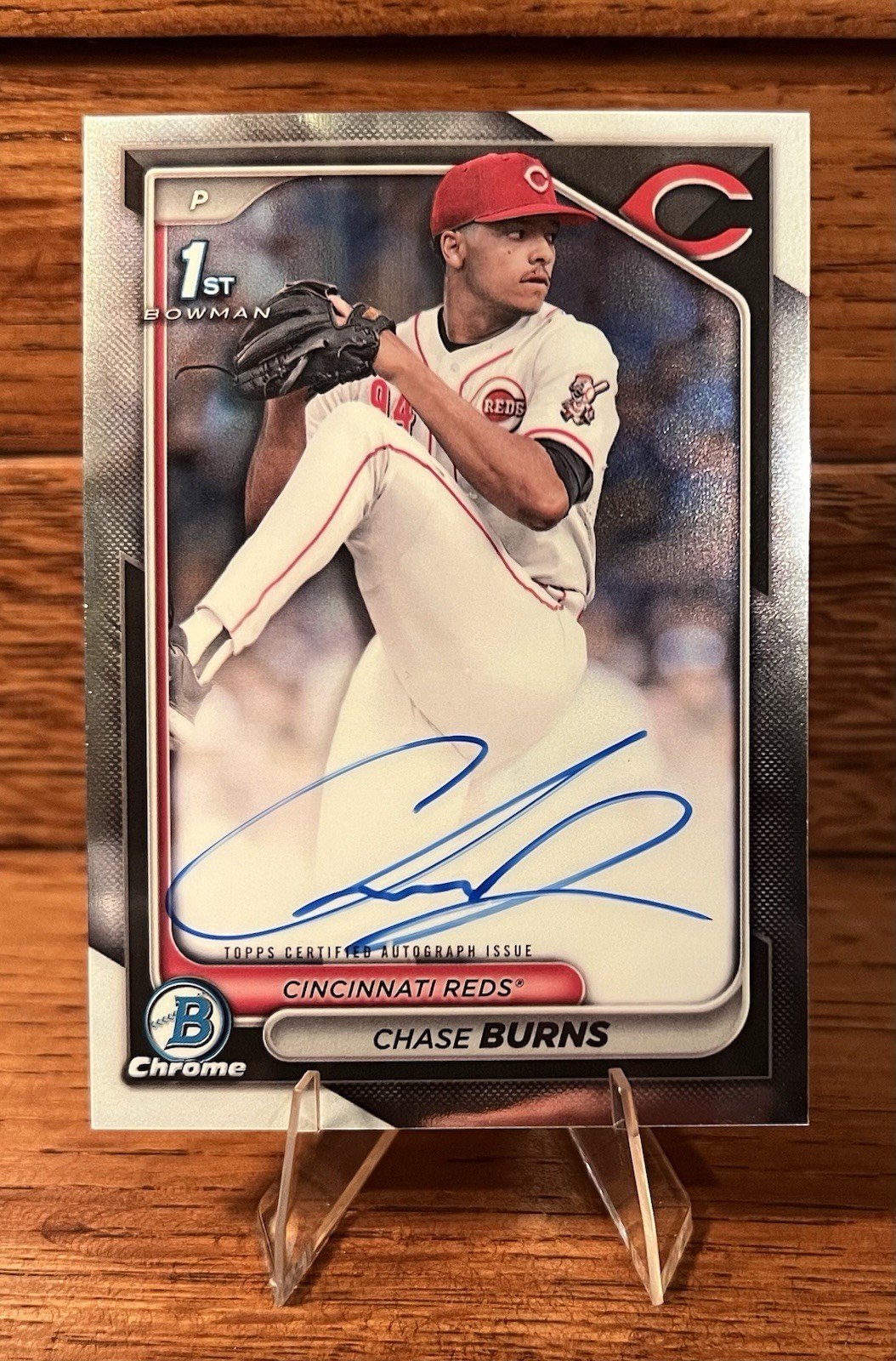 CHASE BURNS (RC) Bowman 1st AUTO 🔥 2024 Bowman Chrome  ⚾️ REDS 💎 GRADE ME! 📸