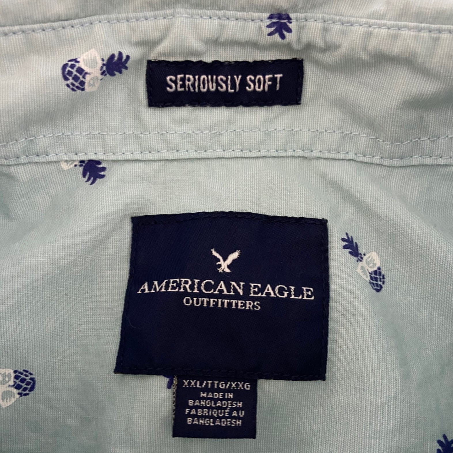 American Eagle Pineapple Print Button Down Tropic… - image 4
