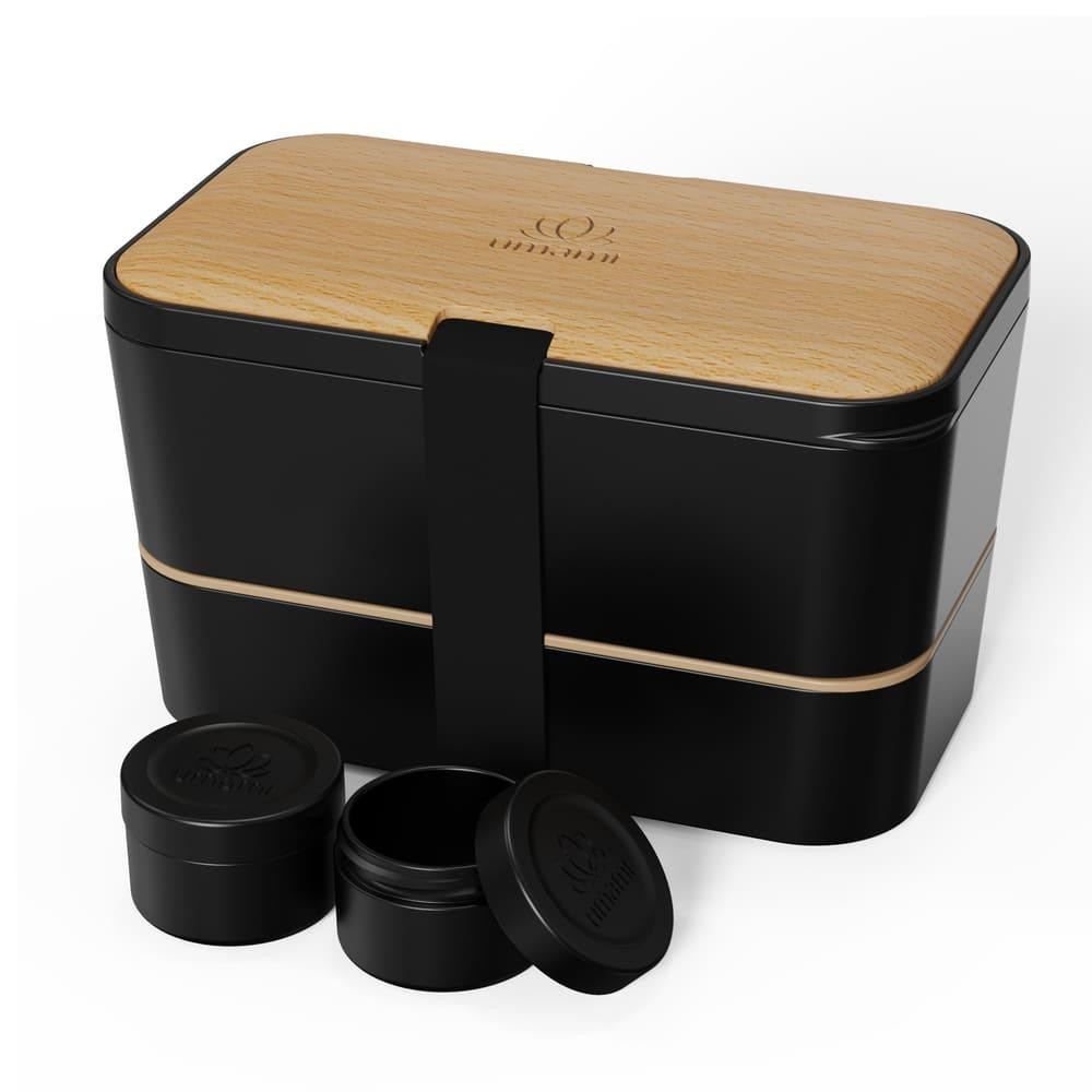 Bento noir 1,5L style hêtre pour vos déjeuners sains au bureau