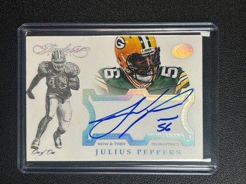 1/1 JULIUS PEPPERS 2016 PANINI FLAWLESS NOW & THEN AUTO PLATINUM 1/1 PACKERS