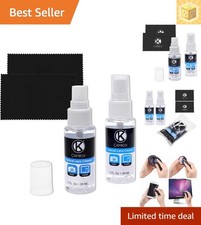 Compact Lens Cleaning Solution - 2X Spray  Microfiber Cloths for DSLR, Phones