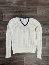 Polo Ralph Lauren Vintage Men  s Cotton Cable Knit sweater Jumper White L