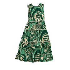 Adelyn Rae Alva Leaf Midi Dress Womens Small Green Crew Neck Sleeveless Cotton