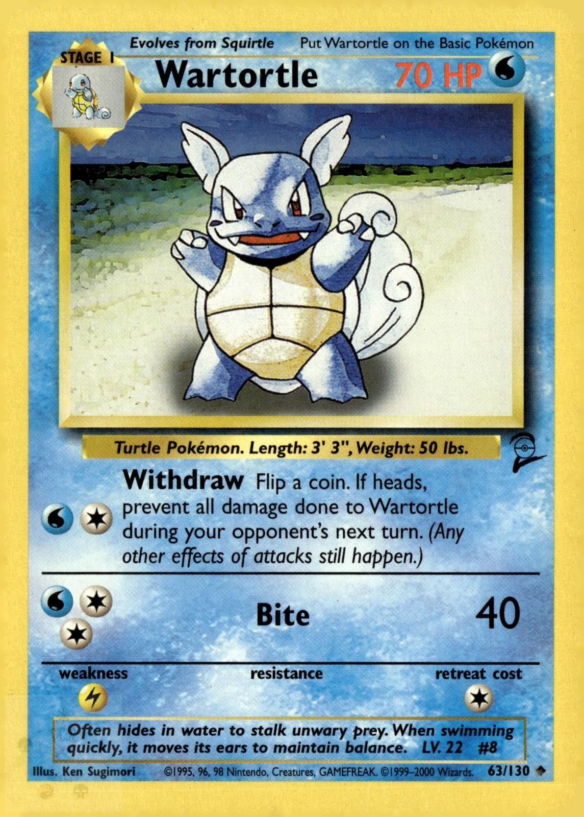Wartortle 63/130 Uncommon Base Set 2 Pokemon MP