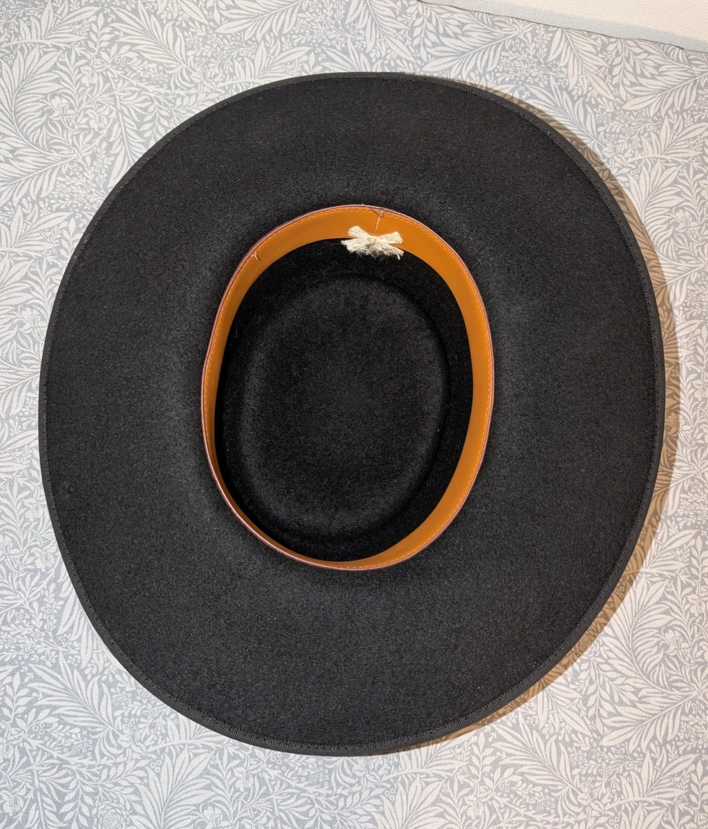 Sombrero plano Fedora de lana negro cabeza de 22 pulgadas