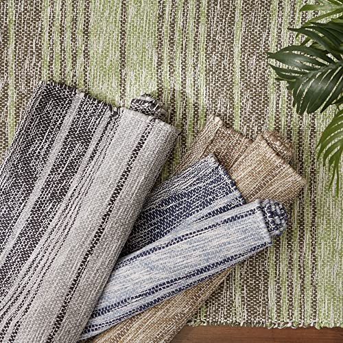 Woven Rag Rug Collection Recycled Yarn Variegated Rustic Stripe, 2x3 ...