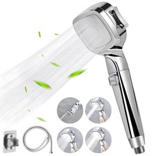 3 Modes High Pressure Shower Head With Switch On Off Button Sprayer Water Saving