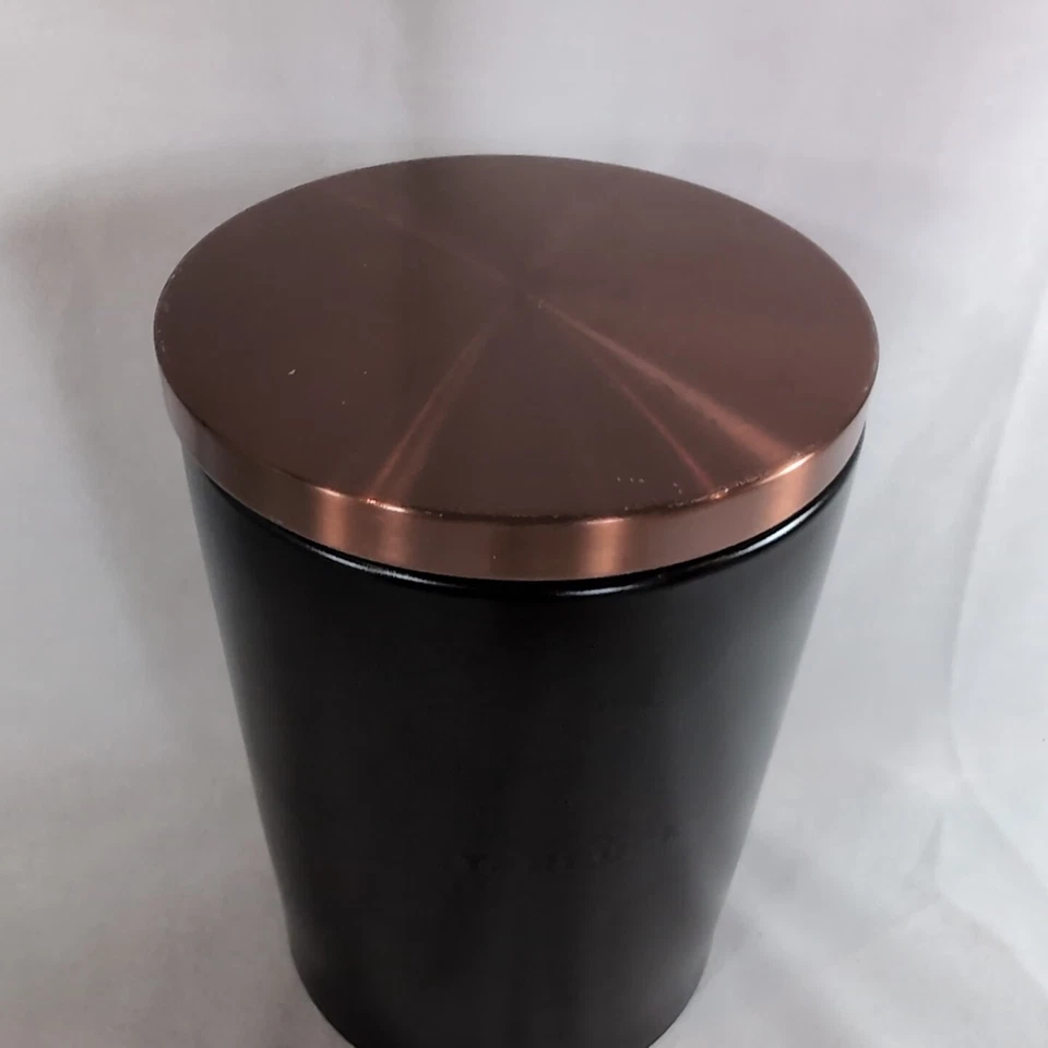 Starbucks Dark Brown Black Copper Ceramic Canister RARE HTF Jar Lid Cookie Metal - Image 3 of 4