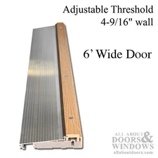 Threshold, Adjustable Oak Cap, 4-9/16" wall - Aluminum Mill finish - 6 foot wid