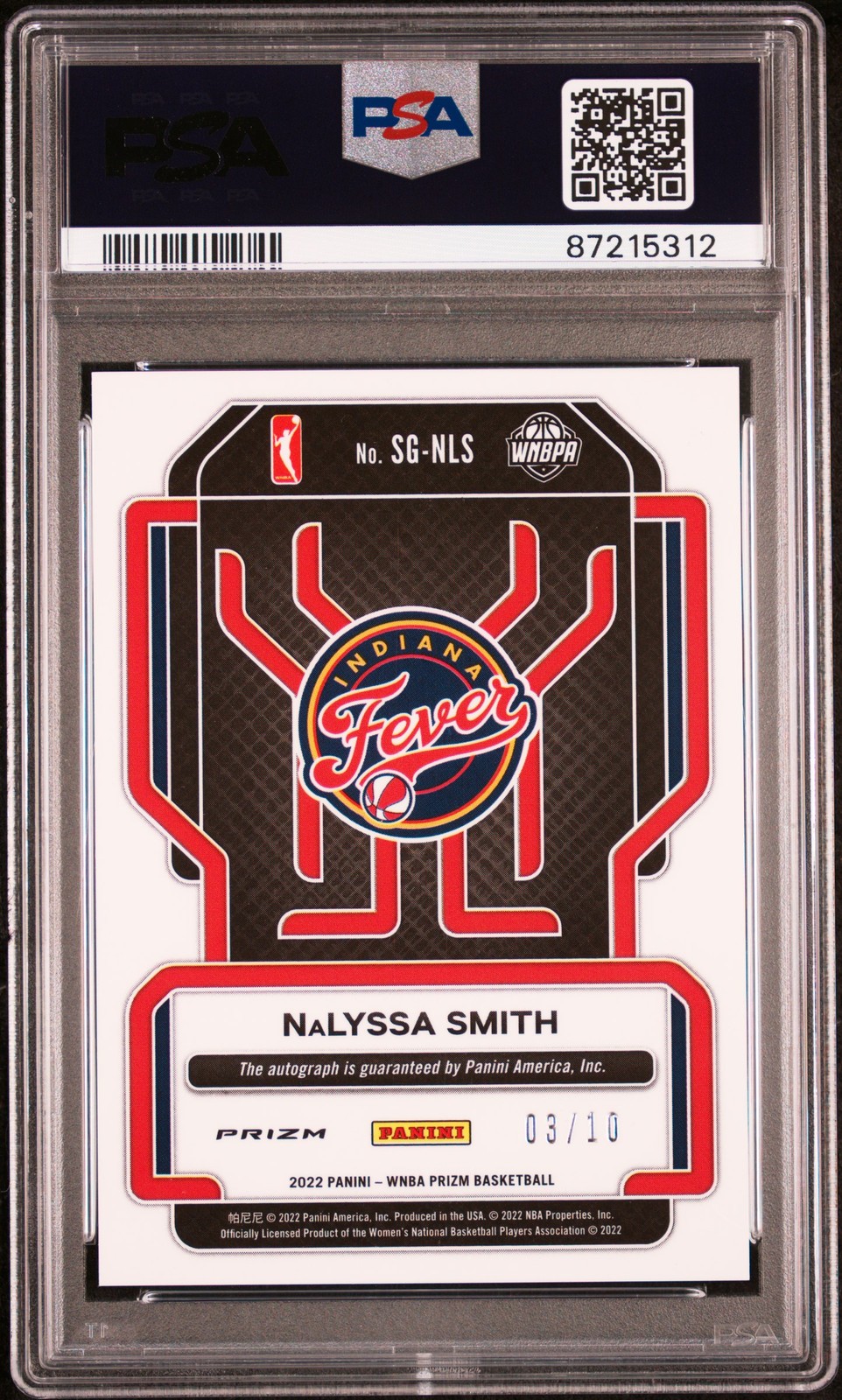2022 Panini Prizm WNBA #SG-NLS NaLyssa Smith Signatures AUTO Gold /10 PSA 9 view 2