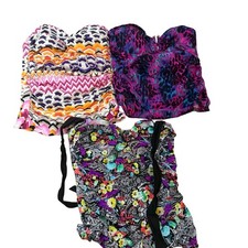 Lot of 3 Womens Tankini Swim Tops La Blanca Surfside Size 6/M  Floral Chevron