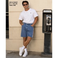Tommy Jeans Mens Vintage 90s Logo Tape Denim Shorts Blue Size 42