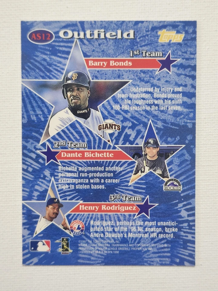 Topps All Star Barry Bonds 1997 #AS12 Foto 2 de 2