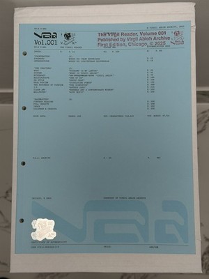 THE VIRGIL ABLOH ARCHIVE READER VOLUME 001 FIRST EDITION CHICAGO 2025 - New.. 