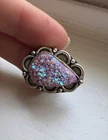 Vintage Titanium Druzy Teardrop Ring Size 6 - 925 Sterling Silver